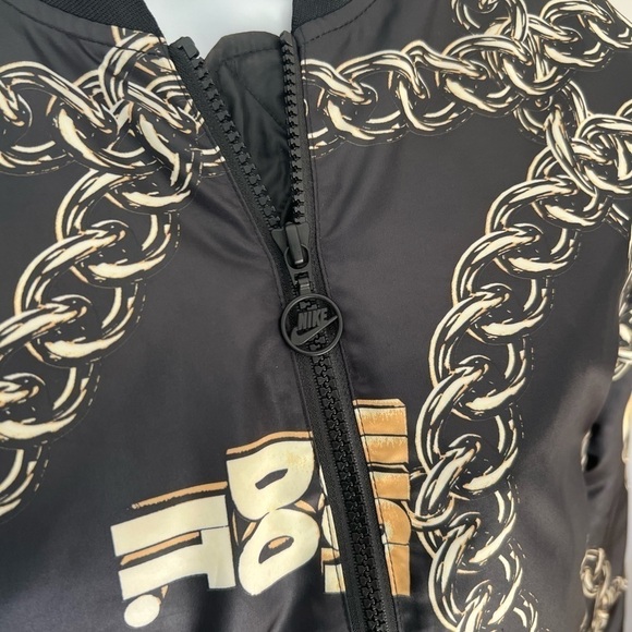 Nike Women’s satin black with gold chain bomber jacket size XS - Picture 10 of 14